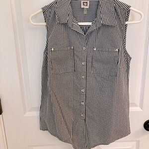 Anne Klein Black & white checkered blouse size S